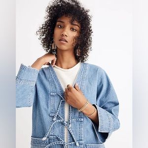 MADEWELL Denim Kimono Tie Chore Jacket size L